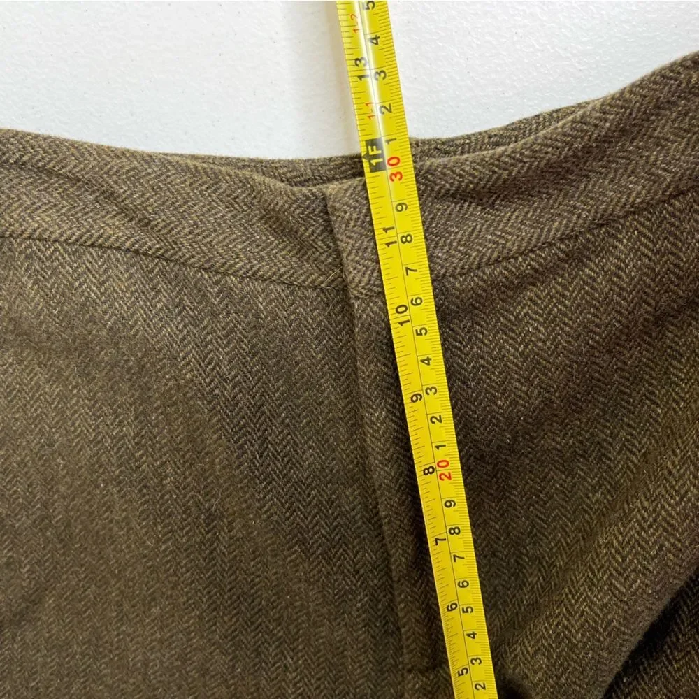 Chaps Wool Herringbone Straight Leg Poly Lined Brown Tan Pant Womens Size 12